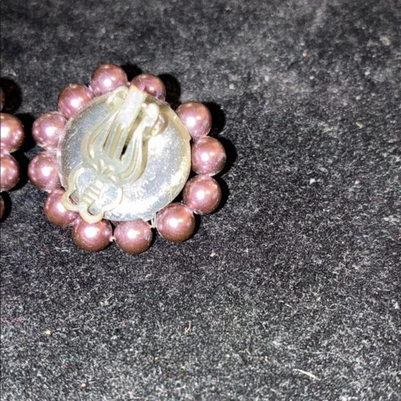 Purple and Orange Clip-On Earrings - Picture 3 of 4